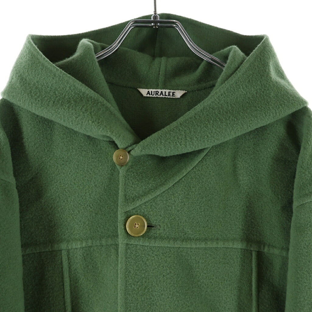 AURALEE(オーラリー) 22AW VELOUR BRUSHED WOOL MELTON HAND SEWN HOODED COAT ベロアブラッシュドウールメルトンハンドソーンフーデッドコート グリーン A22ACO1 WV