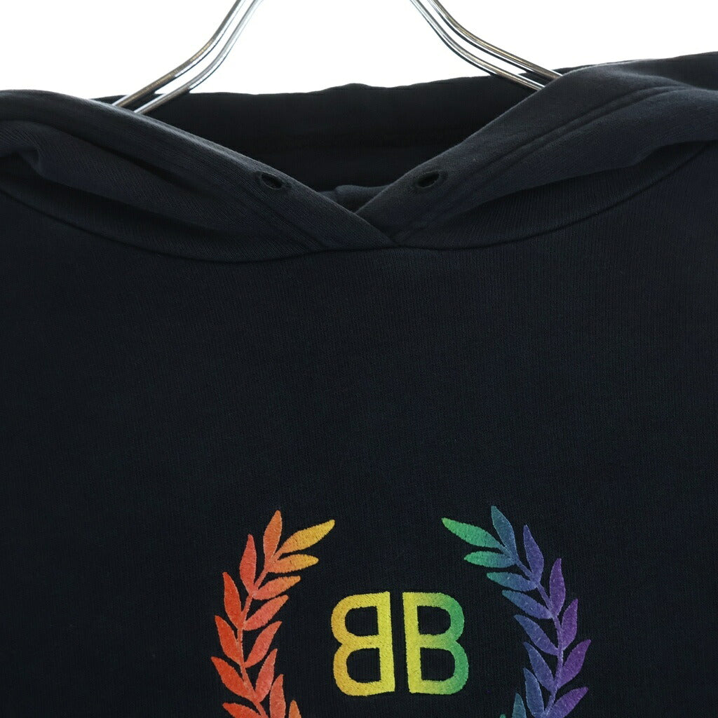 BALENCIAGA(バレンシアガ) Rainbow BB Logo Hoodie レインボーBBロゴフーディー パーカー ブラック 570811 TEV50