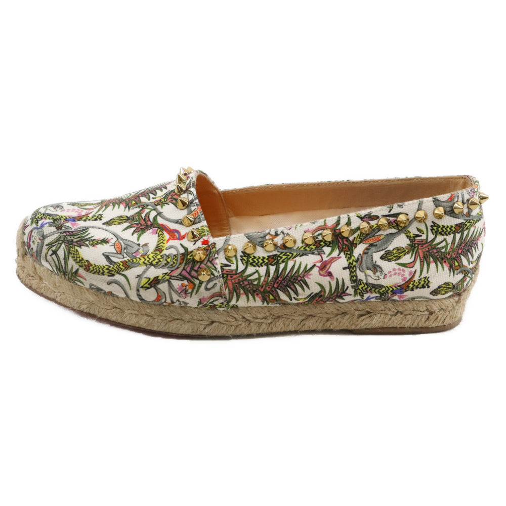 CHRISTIAN LOUBOUTIN(クリスチャンルブタン) ARES FLAT TISSU LOUBI JUNGLE エスパドリーユ スタッズスリッポン レディース マルチ