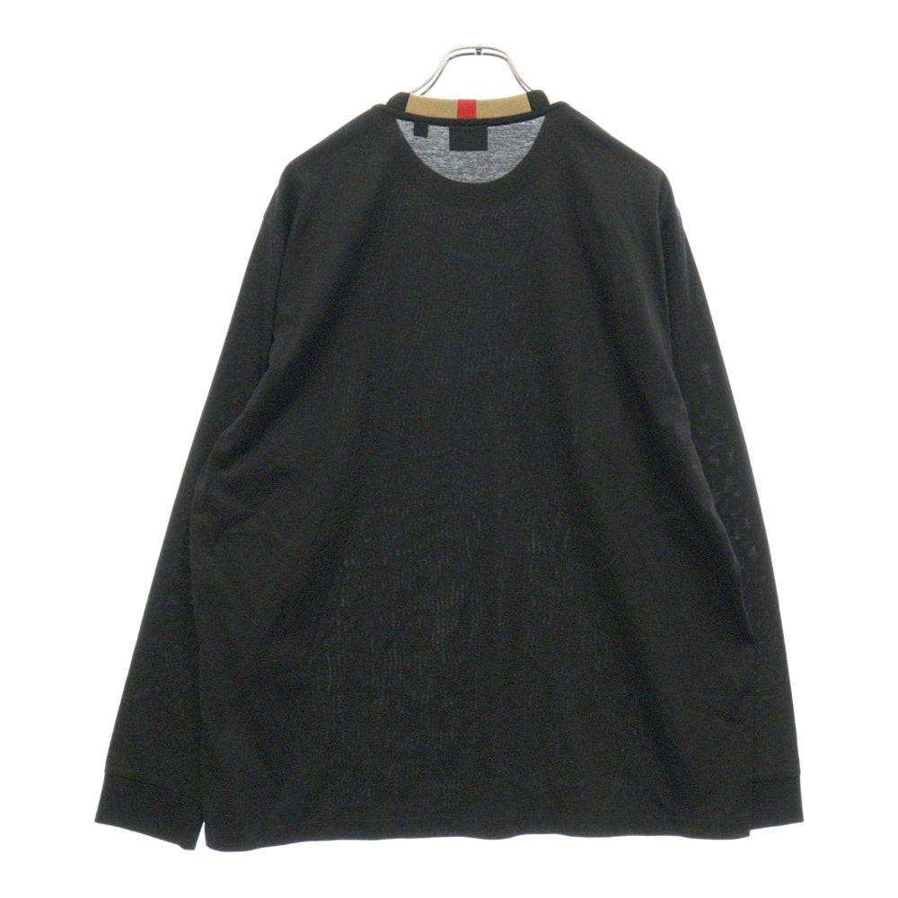BURBERRY(バーバリー) Jalad Check Neck Long Sleeve T-Shirt 8075187 ジャラッド ネックチェックロングスリーブ長袖Tシャツ ブラック