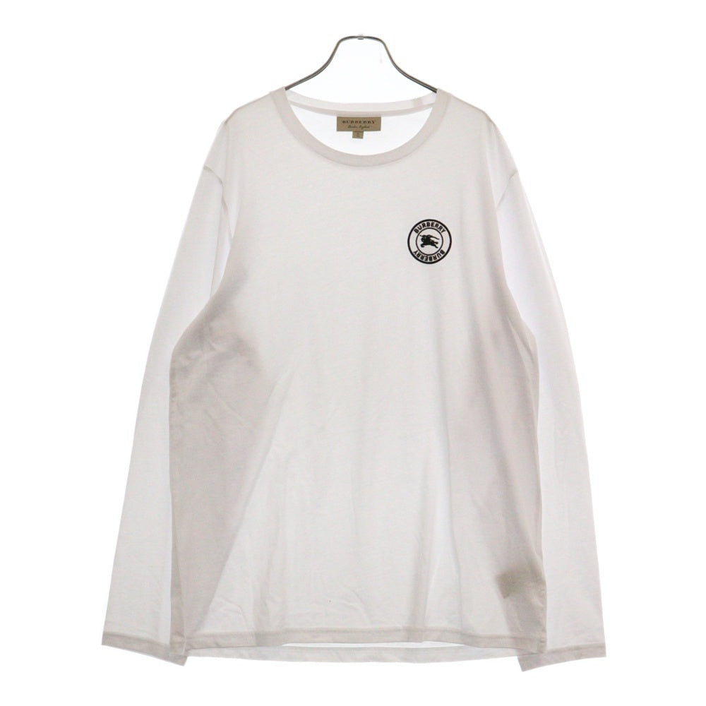 BURBERRY(バーバリー) Emblem Long Sleeve T-Shirt 8004256 エンブレムロゴ刺繍長袖Tシャツ ロンT ホワイト