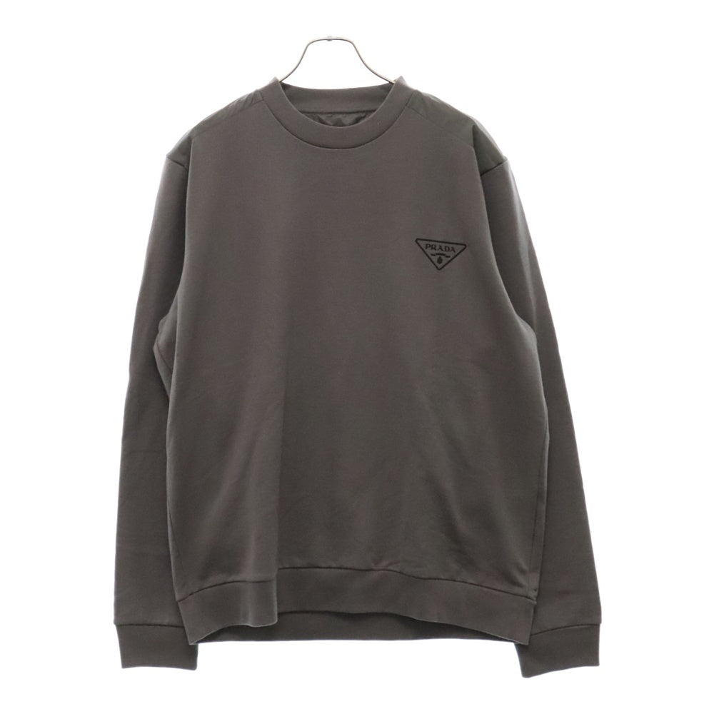PRADA(プラダ) 24AW Triangle Logo Sweatshirts UJL21A R232 1U77 トライアングルロゴプリントクルーネックスウェットトレーナー グレー