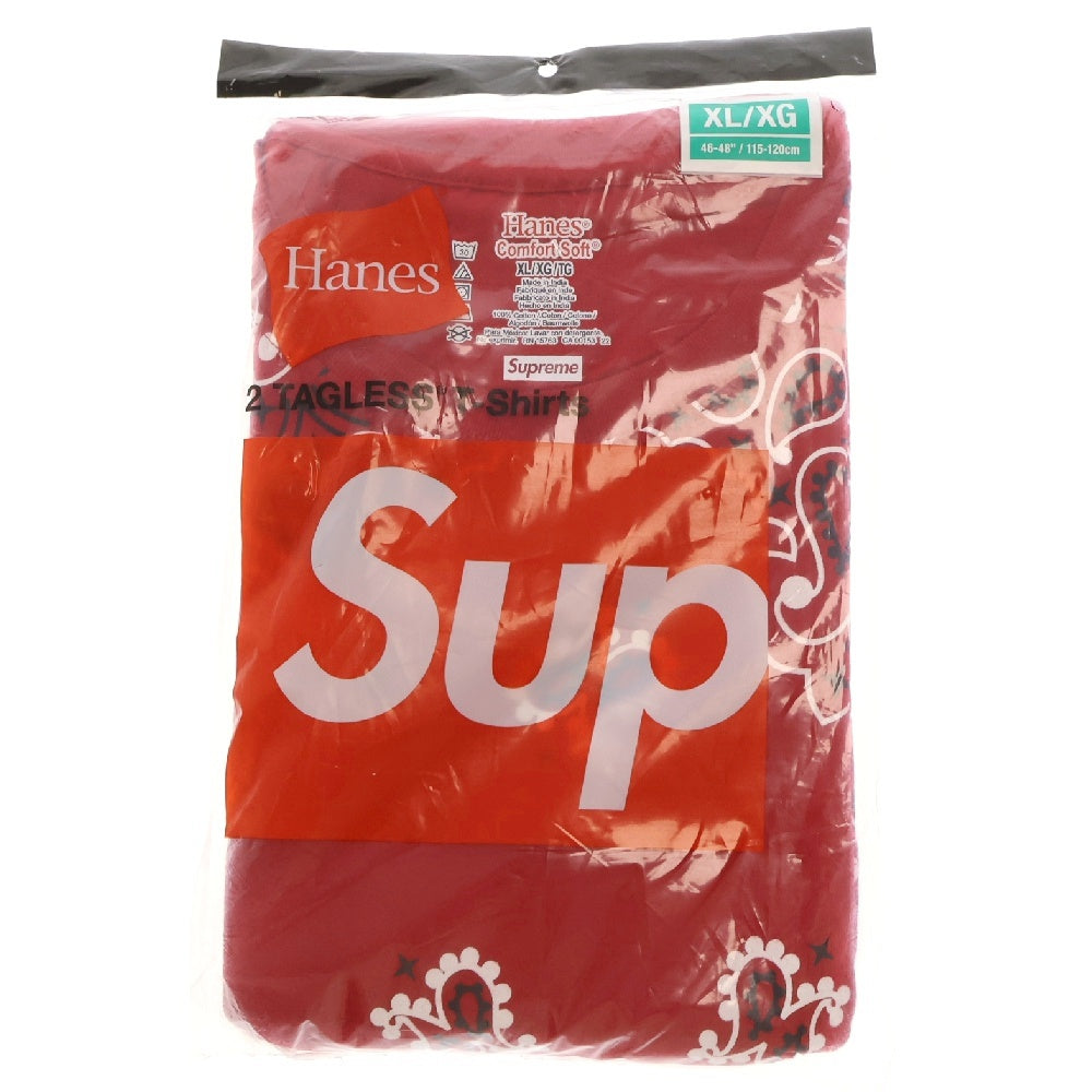 SUPREME(シュプリーム) 22AW×Hanes Bandana Tagless Tee ヘインズ バンダナ総柄プリント半袖Tシャツ 2枚セット