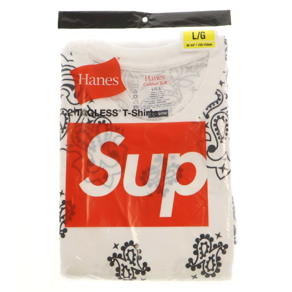 SUPREME(シュプリーム) 22AW×Hanes Bandana Tagless Tee ヘインズ バンダナ総柄プリント半袖Tシャツ 2枚セット