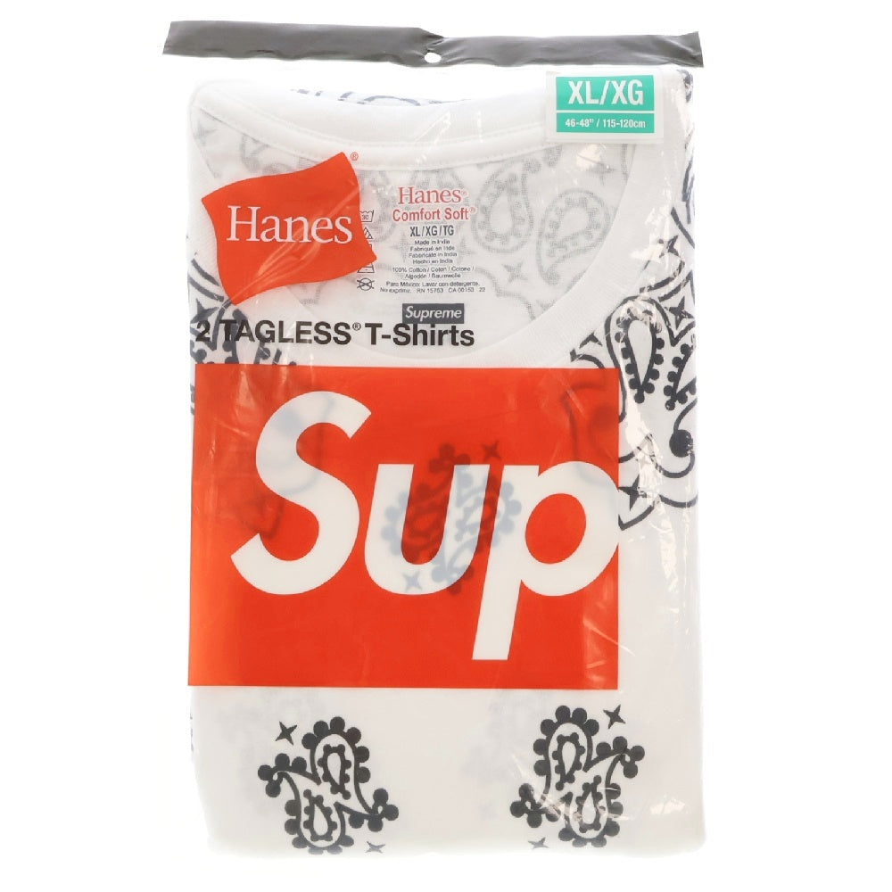 SUPREME(シュプリーム) 22AW×Hanes Bandana Tagless Tee ヘインズ バンダナ総柄プリント半袖Tシャツ 2枚セット