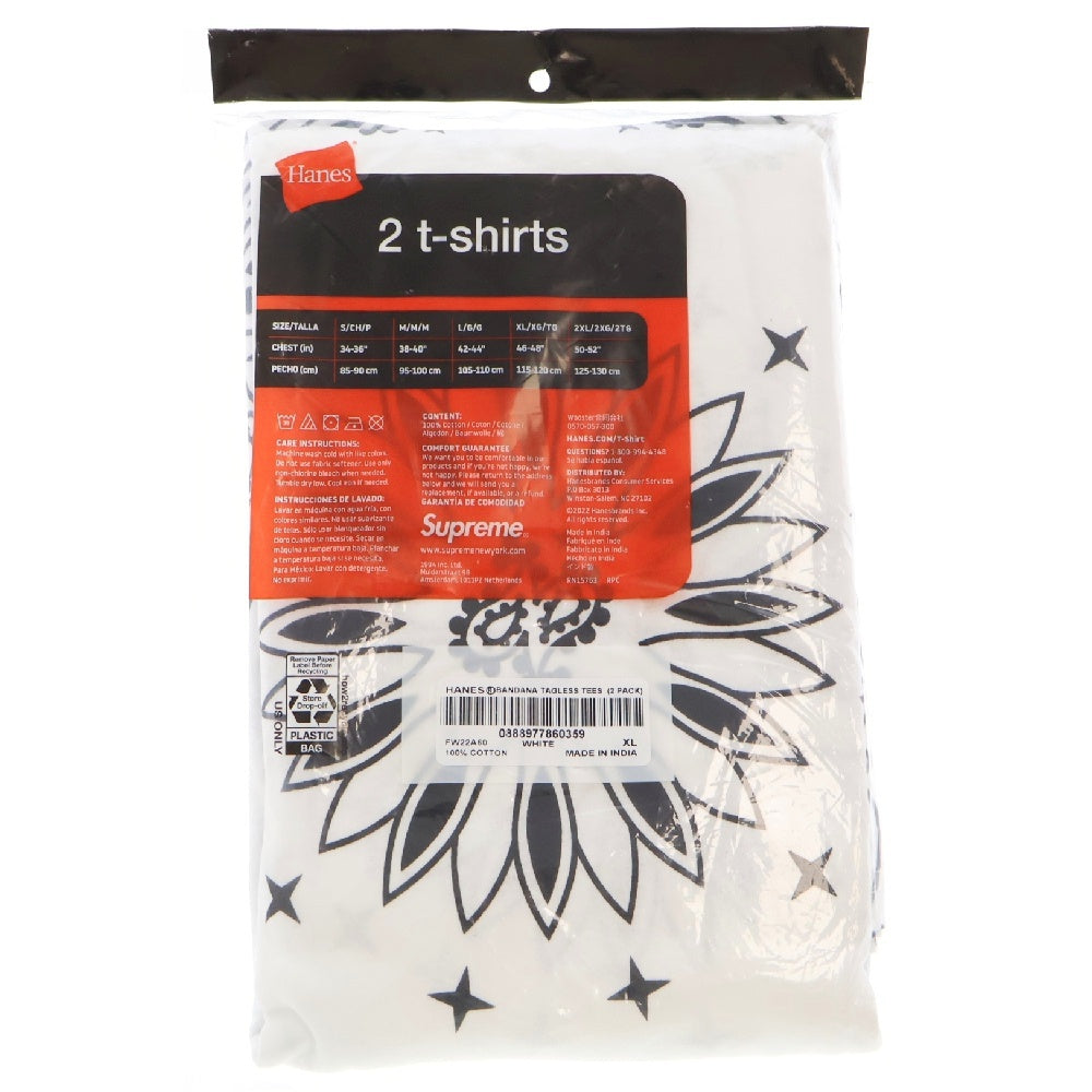 SUPREME(シュプリーム) 22AW×Hanes Bandana Tagless Tee ヘインズ バンダナ総柄プリント半袖Tシャツ 2枚セット