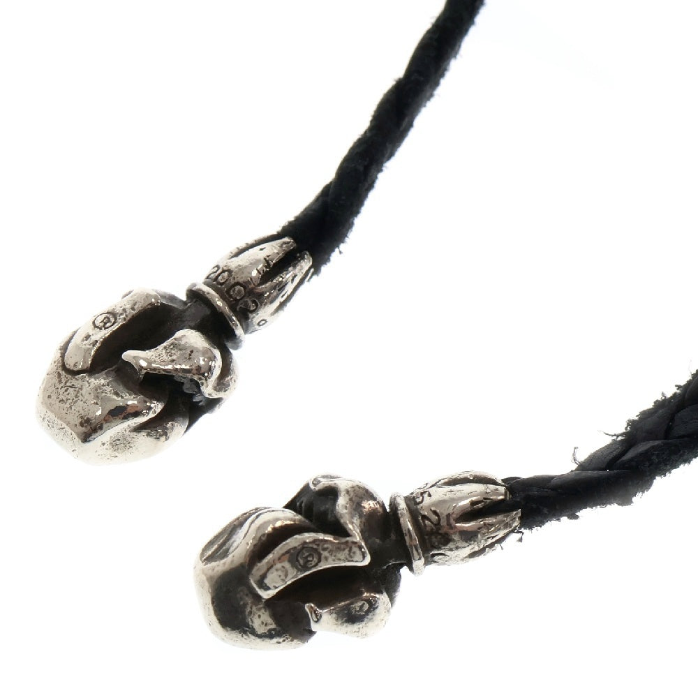CHROME HEARTS(クロムハーツ) LEATHER BRAID リップアンドタンレザーブレード ネックレス ブラック/シルバー
