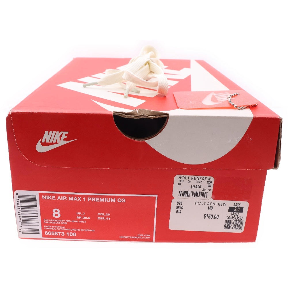 NIKE(ナイキ) AIR MAX 1 AIR MAX DAY 3.26 UNIVERSITY RED 665873ー106 エアマックス1 エアマックス デイ 3.26 ローカットスニーカー グレー/レッド US8/26cm