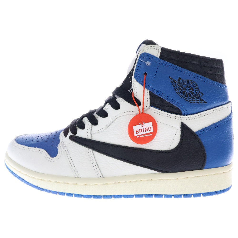 NIKE(ナイキ) ナイキ × トラヴィススコット フラグメント エアジョーダン1 ハイカットスニーカー ホワイト/ブルー US7/25cm DH3227-105