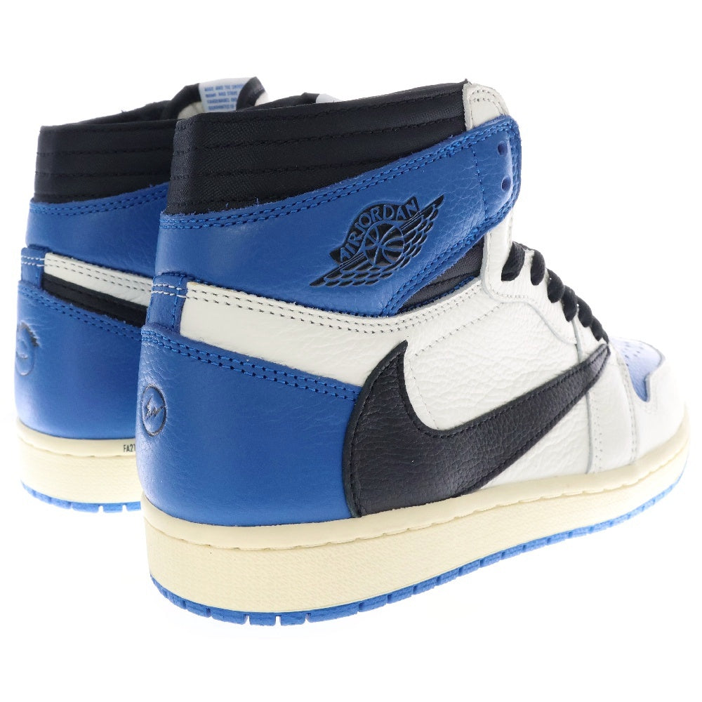 NIKE(ナイキ) ナイキ × トラヴィススコット フラグメント エアジョーダン1 ハイカットスニーカー ホワイト/ブルー US7/25cm DH3227-105