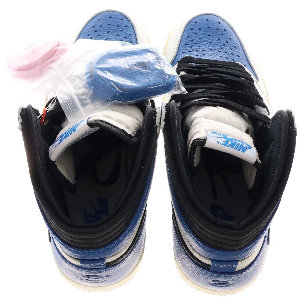 NIKE(ナイキ) ナイキ × トラヴィススコット フラグメント エアジョーダン1 ハイカットスニーカー ホワイト/ブルー US7/25cm DH3227-105