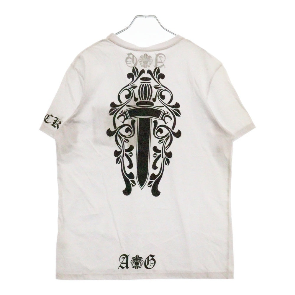 A&G(エーアンドジー) ダガープリント胸ポケット付き半袖Tシャツ ホワイト