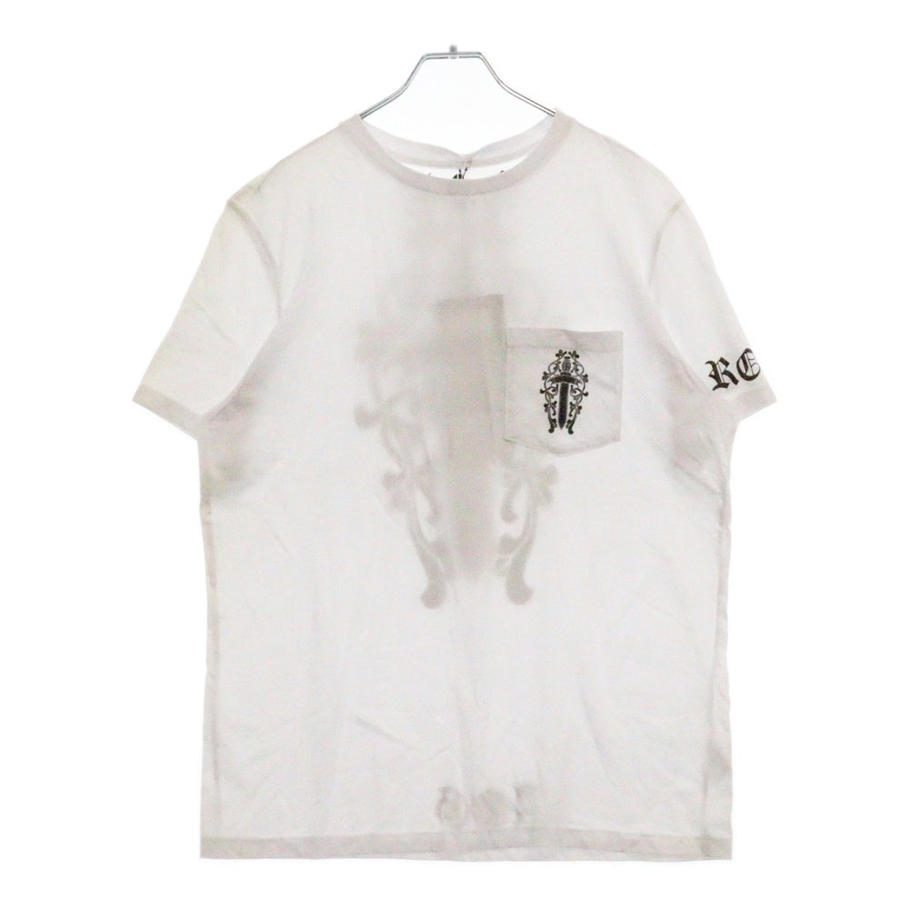 A&G(エーアンドジー) ダガープリント胸ポケット付き半袖Tシャツ ホワイト