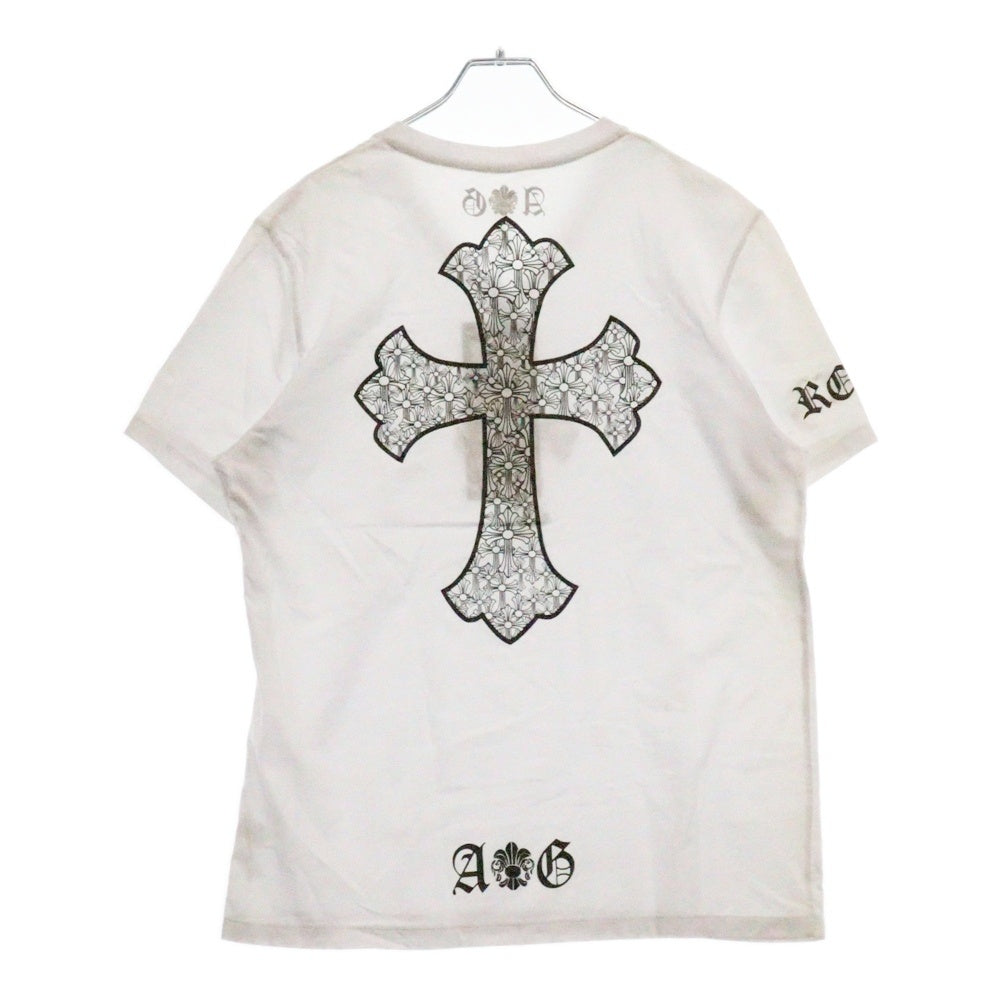 A&G(エーアンドジー) セメタリークロスプリントVネック半袖Tシャツ ホワイト