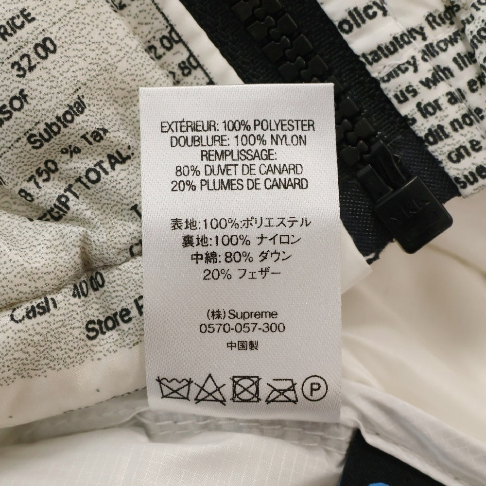 SUPREME(シュプリーム) 20AW Hooded Down Jacket Receipts レシートプリントダウンジャケット ホワイト