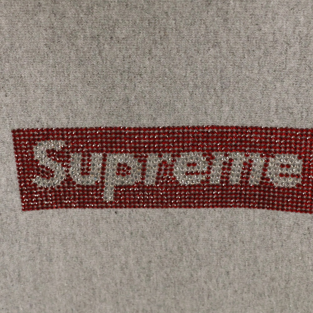 SUPREME(シュプリーム) 19SS×SWAROVSKI Swarovski Box Logo Hooded Sweatshirt スワロフスキー ボックスロゴプルオーバースウェットパーカー グレー