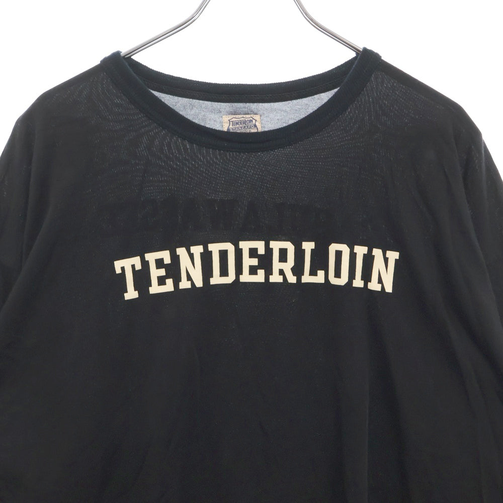 TENDERLOIN(テンダーロイン) 七分丈フットボールクルーネックTシャツ ブラック