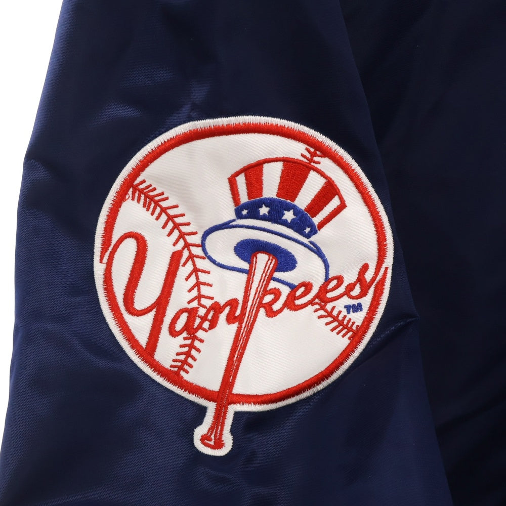 SUPREME(シュプリーム) 15SS×MAJESTIC NY Yankees satin Hooded Coaches ヤンキース サテンフーディジャケット ブルー
