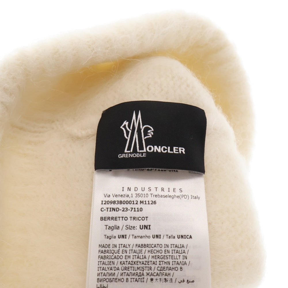 MONCLER GRENOBLE(モンクレールグルノーブル) フロントロゴ刺繍ニットキャップ モヘアニットキャップ 帽子 I20983B00012 M1126 ホワイト