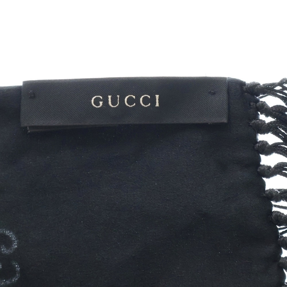 GUCCI(グッチ) GG柄 ベロアフリンジマフラー ストール ブラック