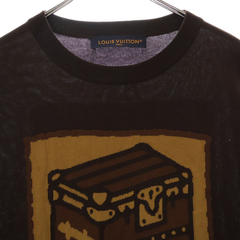 LOUIS VUITTON(ルイヴィトン) 24SS TRUNK トランク クルーネック ニット 半袖Tシャツ カットソー RM241 AUR HQN83W ブラウン
