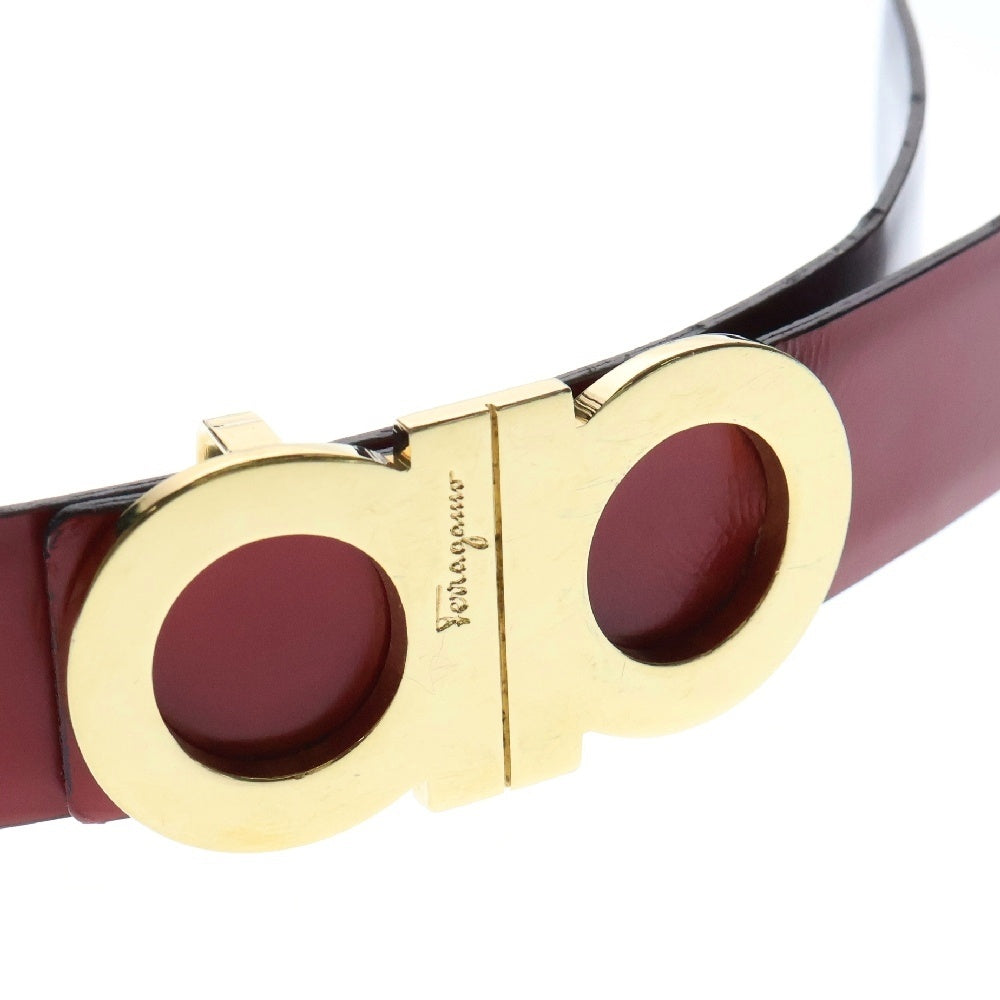 Salvatore Ferragamo(サルヴァトーレ フェラガモ) ガンチーニ ゴールド金具 リバーシブル レザー ベルト ブラック/レッド レディース
