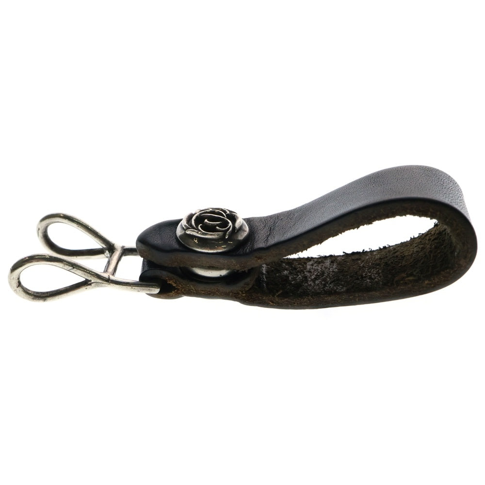CHROME HEARTS(クロムハーツ) BELT LOOP フローラルボールボタンレザーベルトループ シルバー/ブラック