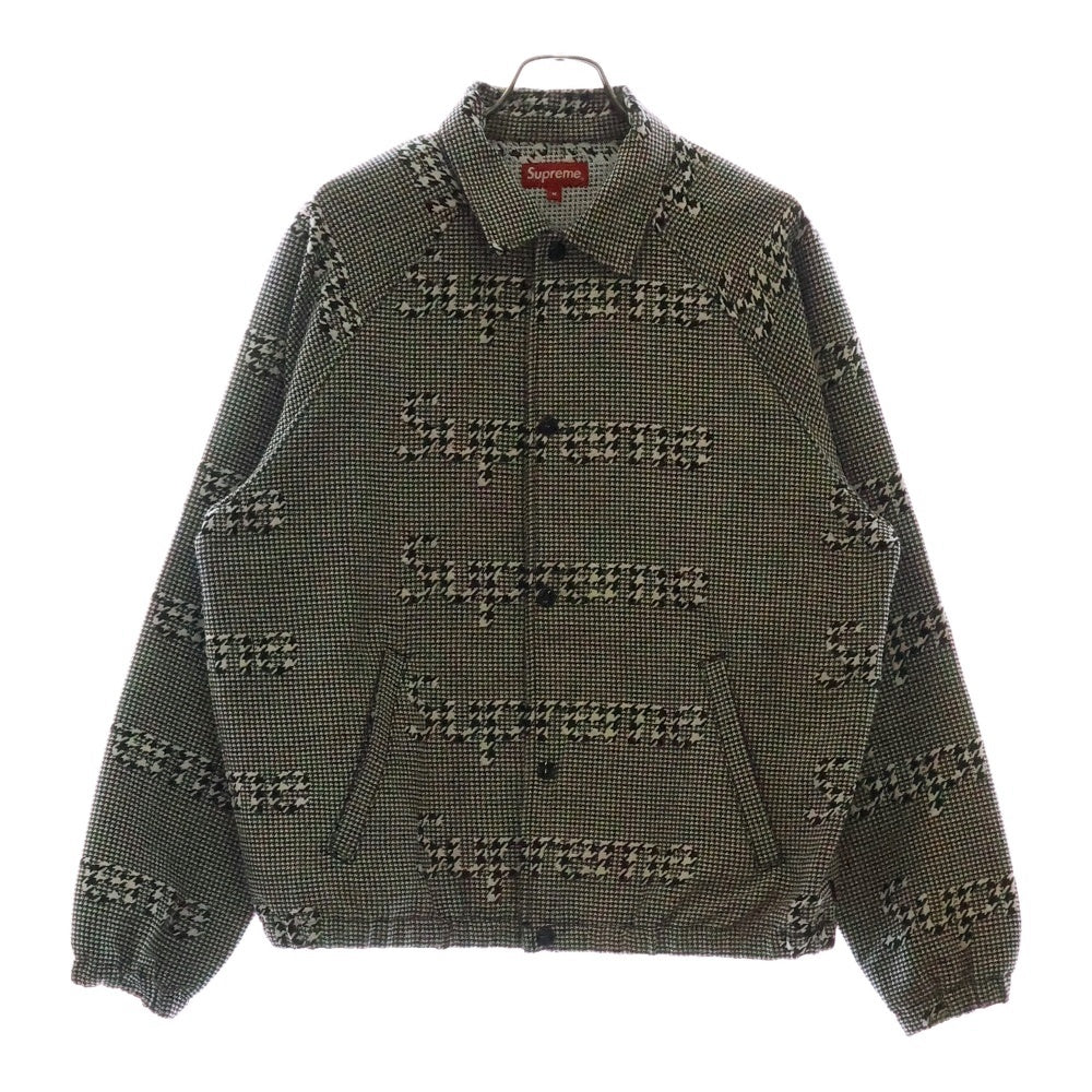SUPREME(シュプリーム) 20AW Houndstooth Logos Snap Front Jacket ウーブンパターン スナップフフロントジャケット ホワイト/ブラック