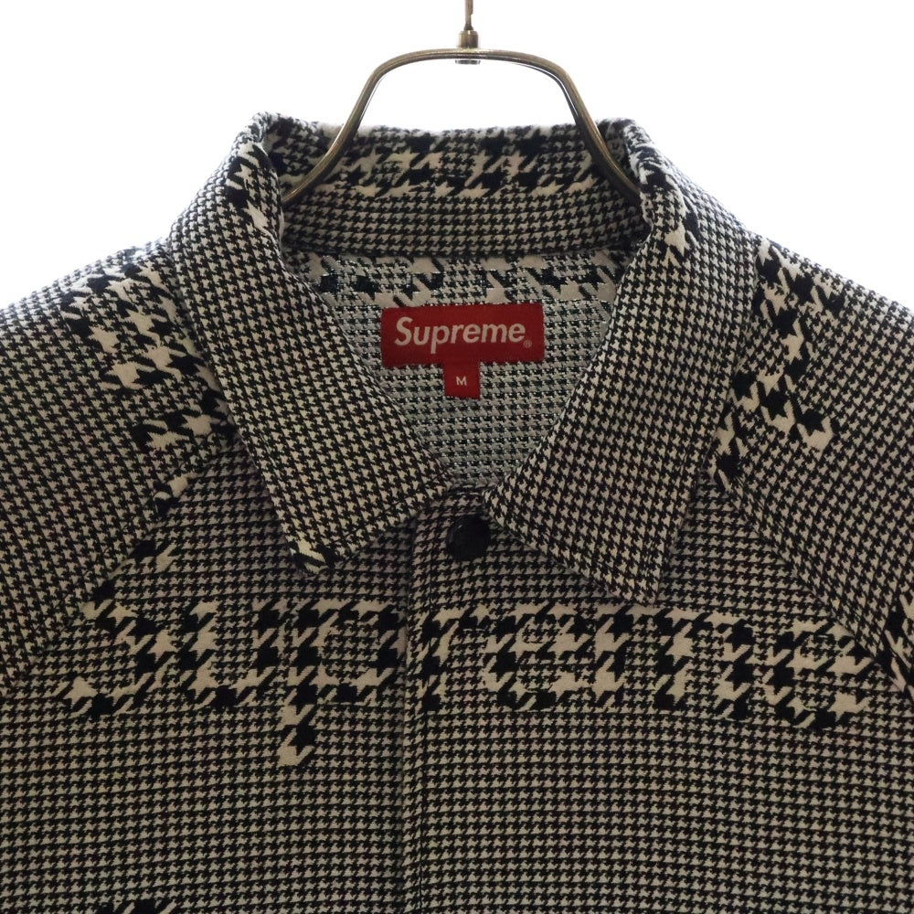 SUPREME(シュプリーム) 20AW Houndstooth Logos Snap Front Jacket ウーブンパターン スナップフフロントジャケット ホワイト/ブラック