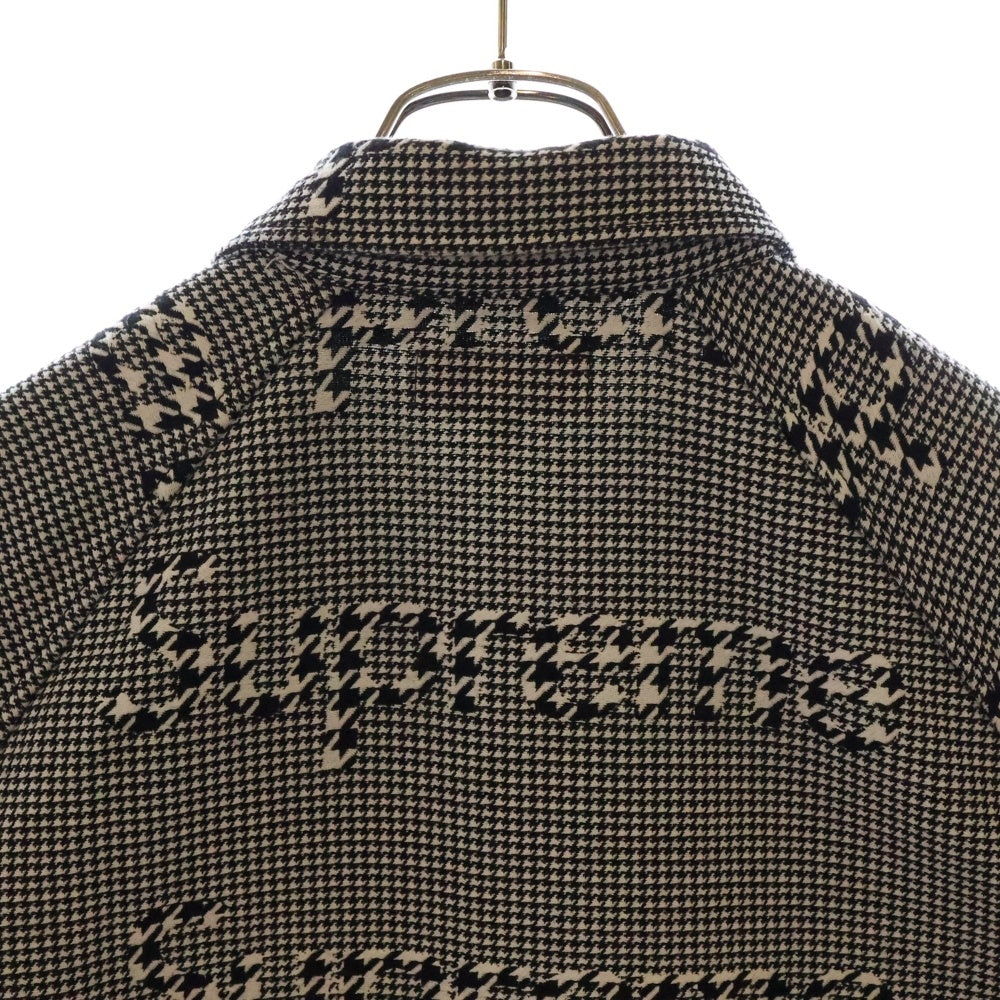 SUPREME(シュプリーム) 20AW Houndstooth Logos Snap Front Jacket ウーブンパターン スナップフフロントジャケット ホワイト/ブラック