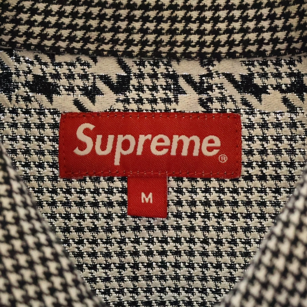 SUPREME(シュプリーム) 20AW Houndstooth Logos Snap Front Jacket ウーブンパターン スナップフフロントジャケット ホワイト/ブラック