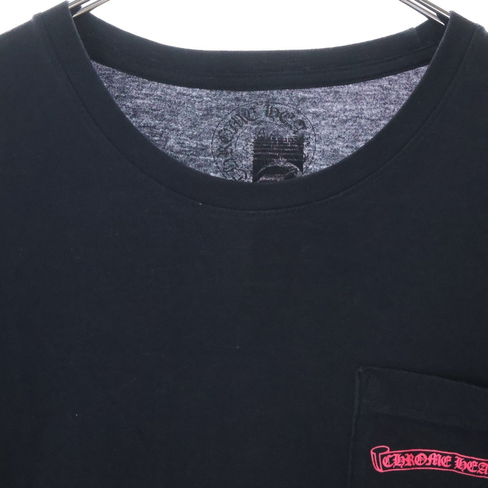 CHROME HEARTS(クロムハーツ) Neon Pink Stripe Logo Tee ネオンピンク ストライプロゴプリント 半袖Tシャツ カットソー ブラック/ピンク