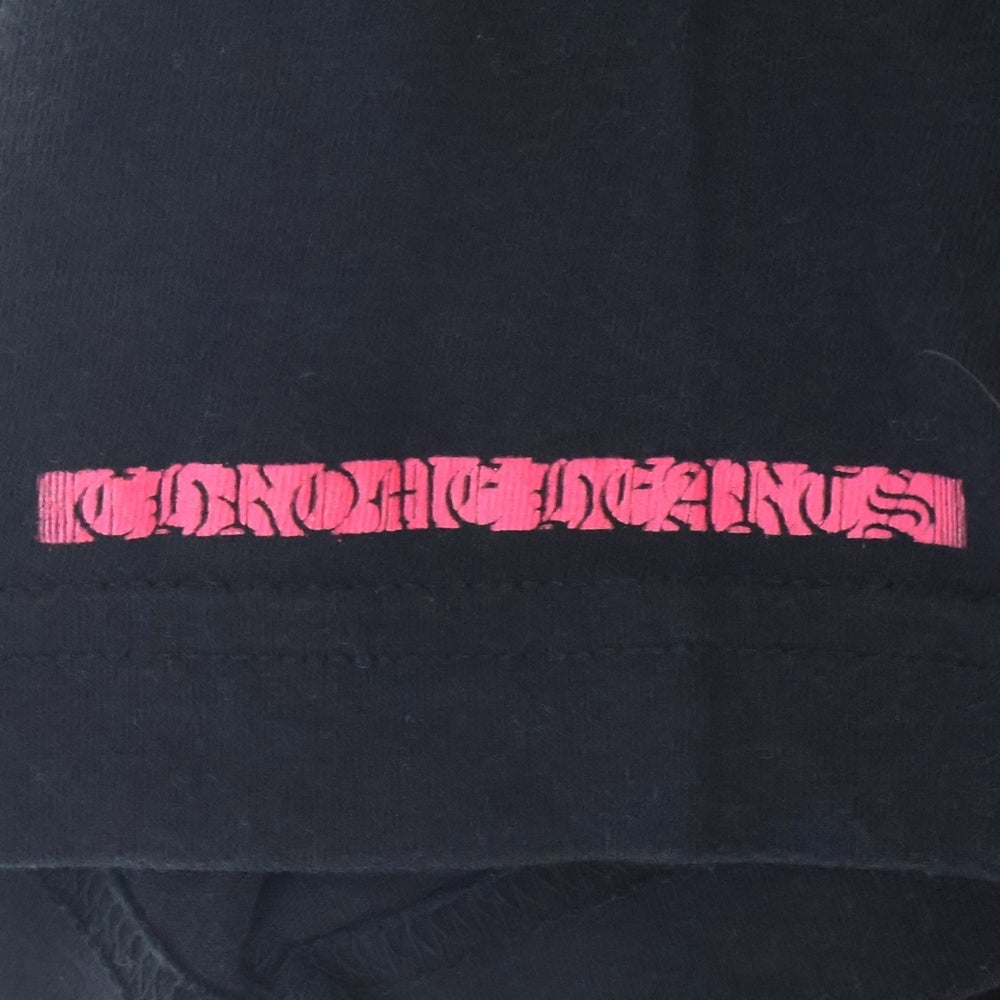 CHROME HEARTS(クロムハーツ) Neon Pink Stripe Logo Tee ネオンピンク ストライプロゴプリント 半袖Tシャツ カットソー ブラック/ピンク