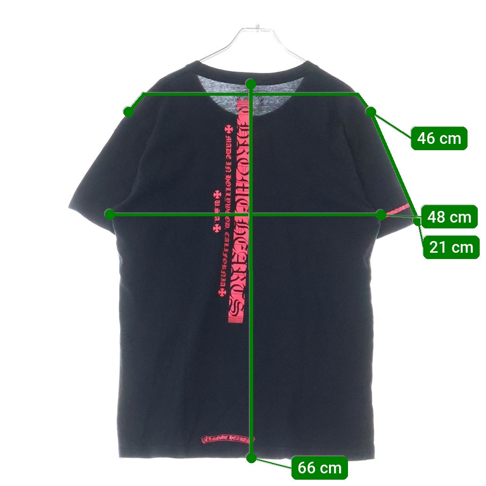 CHROME HEARTS(クロムハーツ) Neon Pink Stripe Logo Tee ネオンピンク ストライプロゴプリント 半袖Tシャツ カットソー ブラック/ピンク