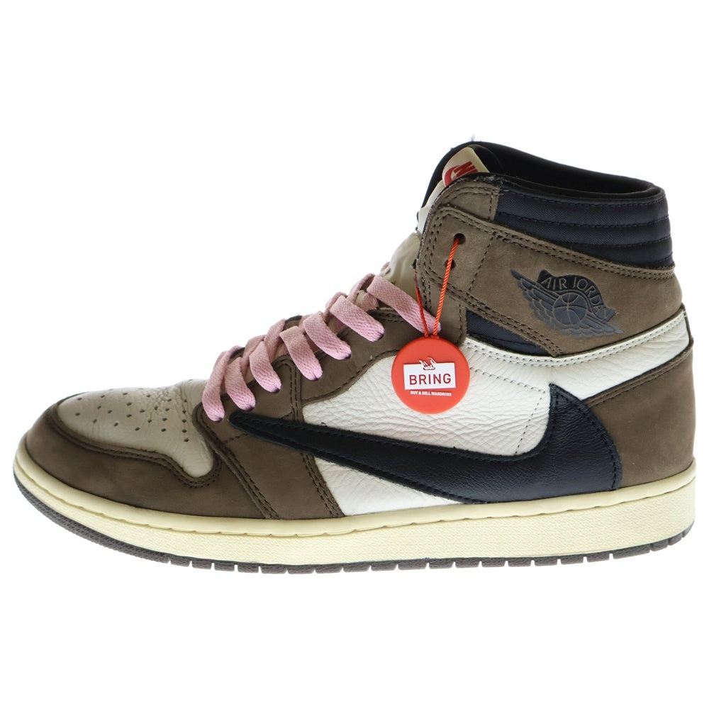 NIKE(ナイキ) ×TRAVIS SCOTT AIR JORDAN 1 RETRO HIGH OG TS SP CD4487-100 トラヴィススコット エアジョーダン1 ハイカットスニーカー ブラウン/ホワイト US9.5/27.5cm