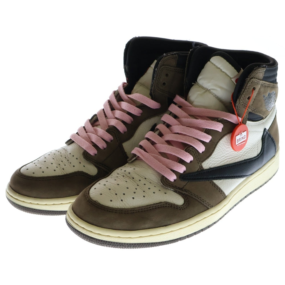 NIKE(ナイキ) ×TRAVIS SCOTT AIR JORDAN 1 RETRO HIGH OG TS SP CD4487-100 トラヴィススコット エアジョーダン1 ハイカットスニーカー ブラウン/ホワイト US9.5/27.5cm
