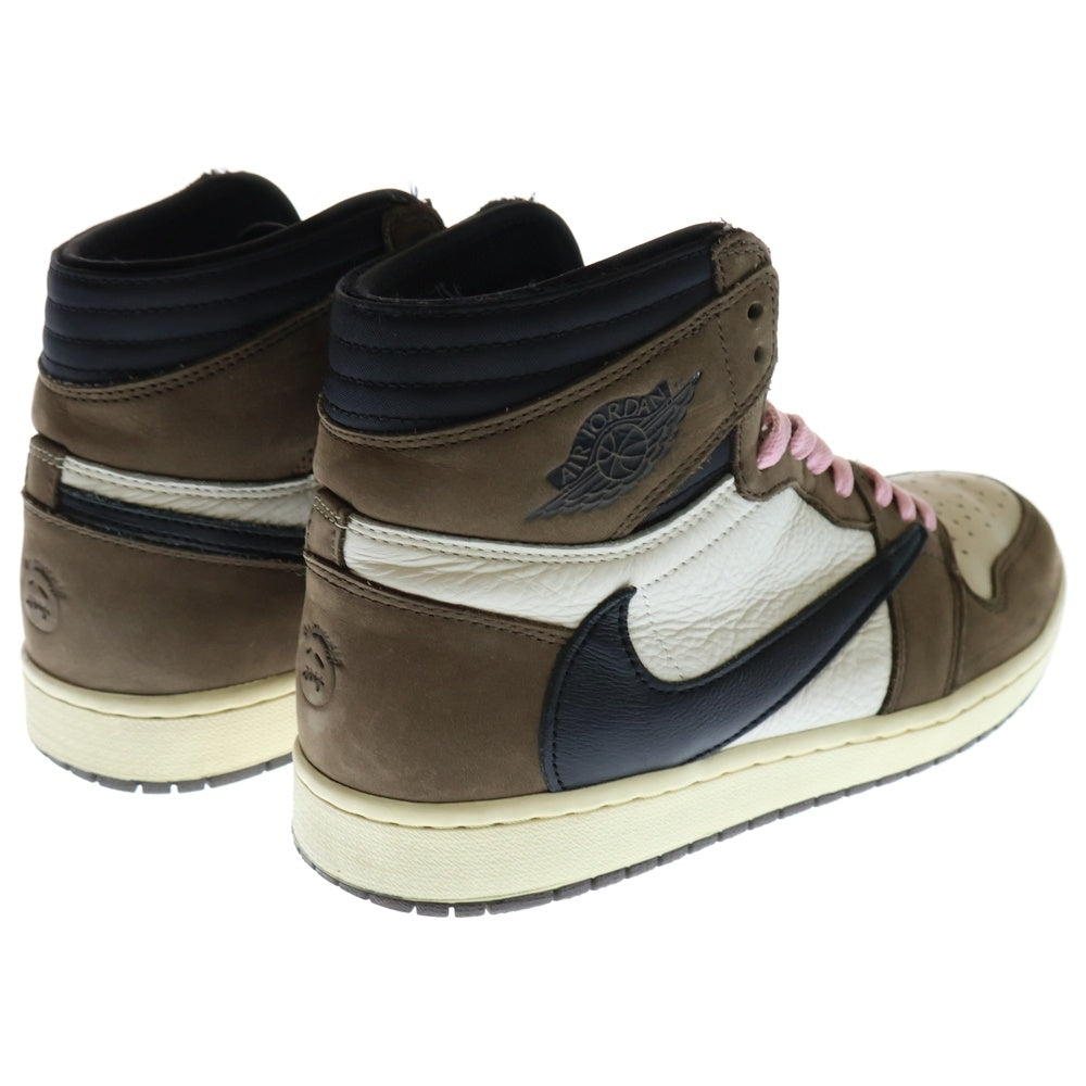 NIKE(ナイキ) ×TRAVIS SCOTT AIR JORDAN 1 RETRO HIGH OG TS SP CD4487-100 トラヴィススコット エアジョーダン1 ハイカットスニーカー ブラウン/ホワイト US9.5/27.5cm