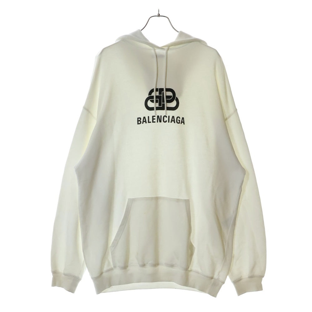 BALENCIAGA(バレンシアガ) BBロゴプリントスウェットプルオーバーパーカー ホワイト 570792 TEV19