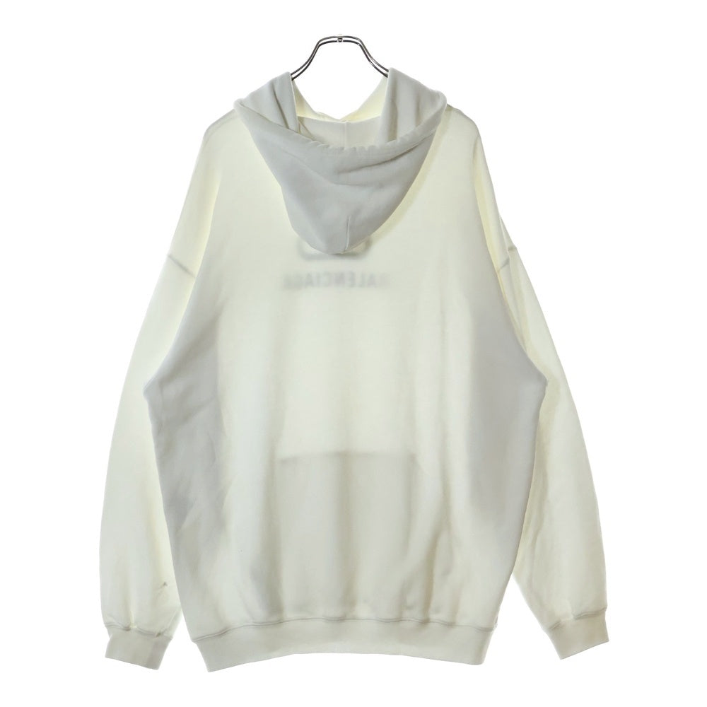 BALENCIAGA(バレンシアガ) BBロゴプリントスウェットプルオーバーパーカー ホワイト 570792 TEV19
