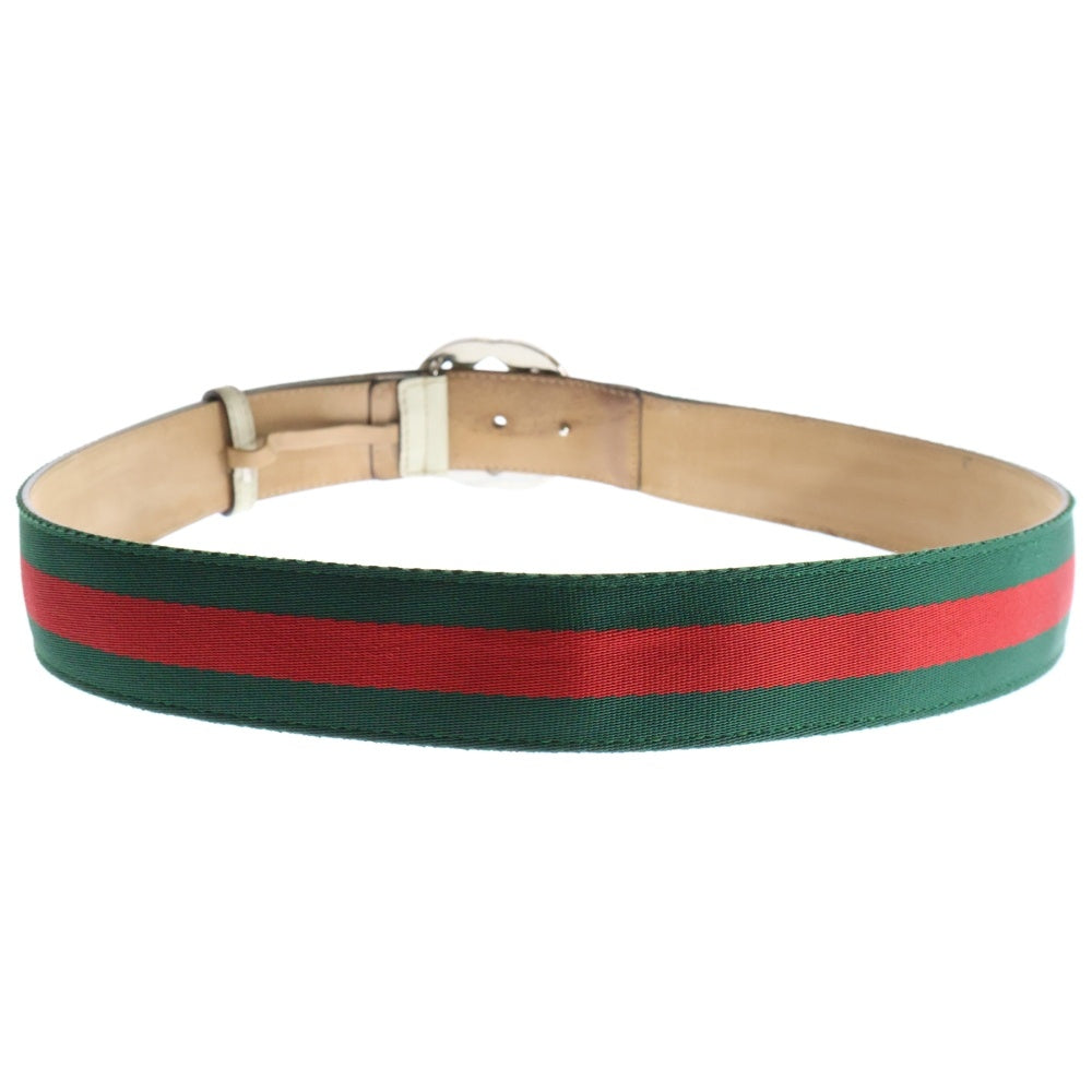 GUCCI(グッチ) GGインターロッキングレザーベルト 114984 525040 グリーン/レッド