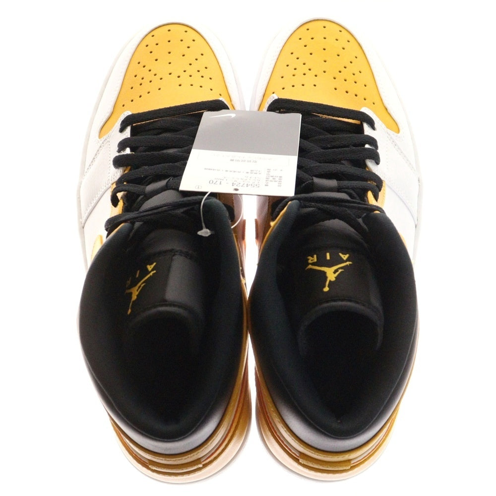 NIKE(ナイキ) AIR JORDAN 1 MID UNIVERSITY GOLD 554724-170 エアジョーダン1 ユニバーシティゴールド ミッドカットスニーカー ホワイト/イエロー US11/29.0cm