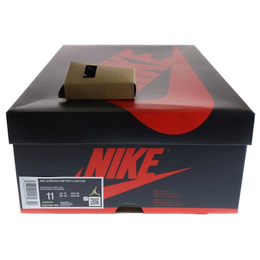 NIKE(ナイキ) AIR JORDAN 1 RETRO LOW OG BLACK TOE エアジョーダン1 ブラックトゥ レースアップ ローカットスニーカー CZ0790-106 ホワイト/ブラック/レッド US11/29.0cm