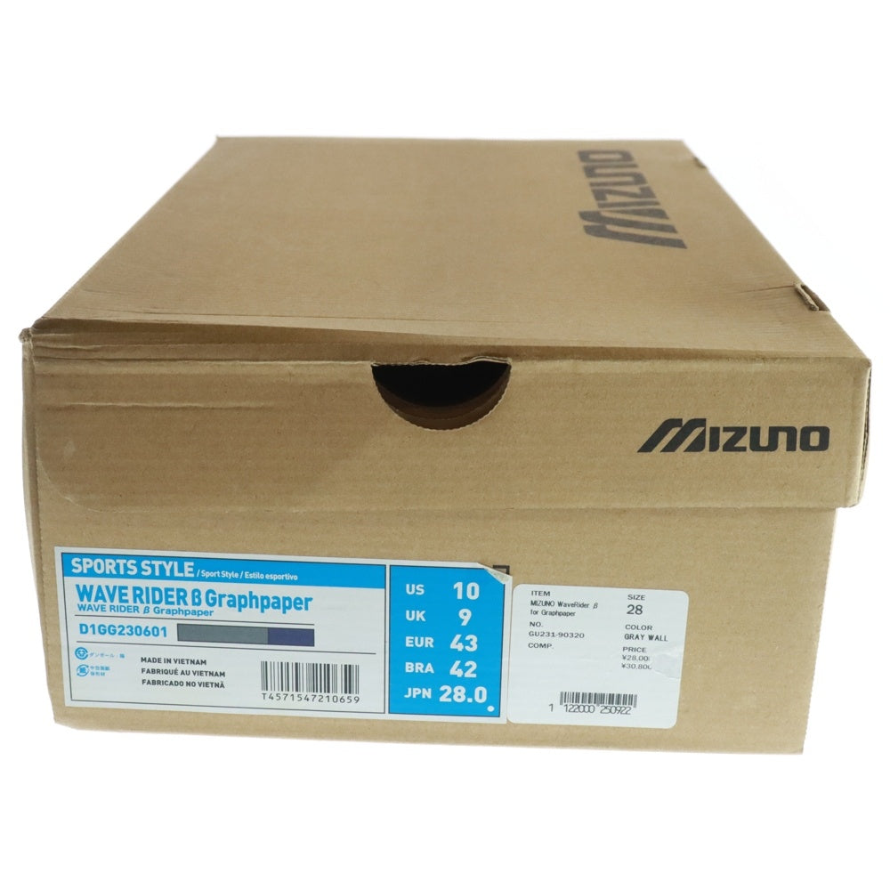 MIZUNO(ミズノ) WAVE RIDER β Graphpaper D1GG230601ウェーブライダー ローカットスニーカー グレー US10/28.0cm