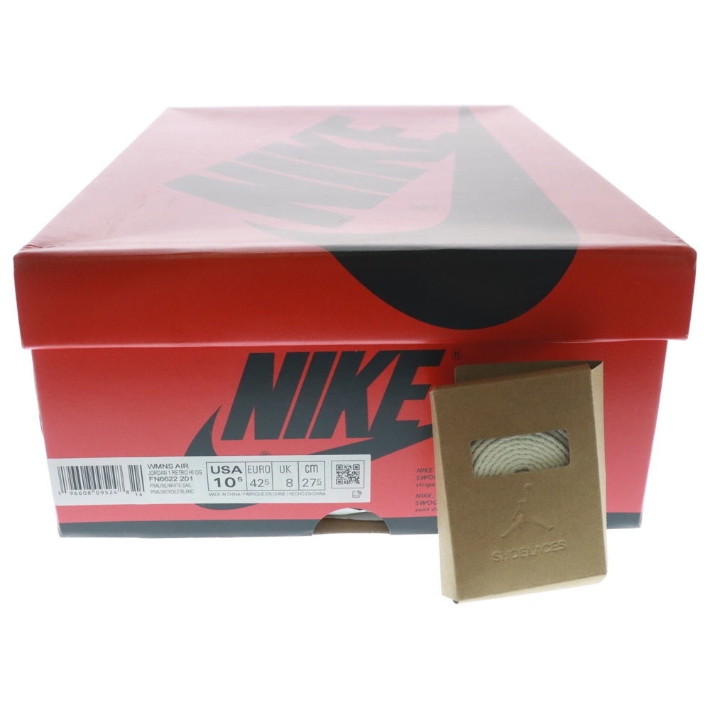 NIKE(ナイキ) WMNS AIR JORDAN 1 RETRO HI OG FN6622-201 ウィメンズ エアジョーダン1 ハイカットスニーカー US10.5/27.5cm ホワイト/ベージュ