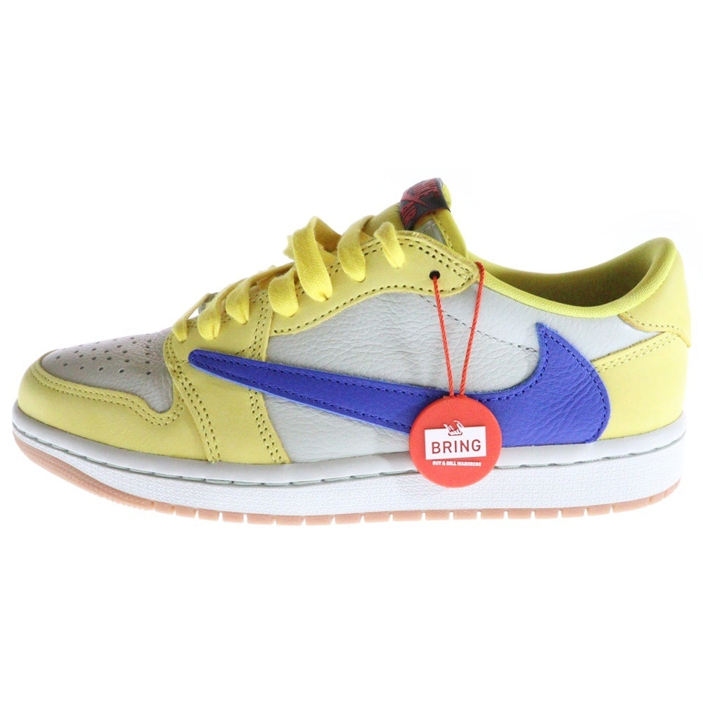 NIKE(ナイキ) ×TRAVIS SCOTT WMNS AIR JORDAN 1 RETRO LOW OG Canary トラヴィス スコット ウィメンズ エアジョーダン1 カナリー ローカットスニーカー US7.5/24.5cm DZ4137-700