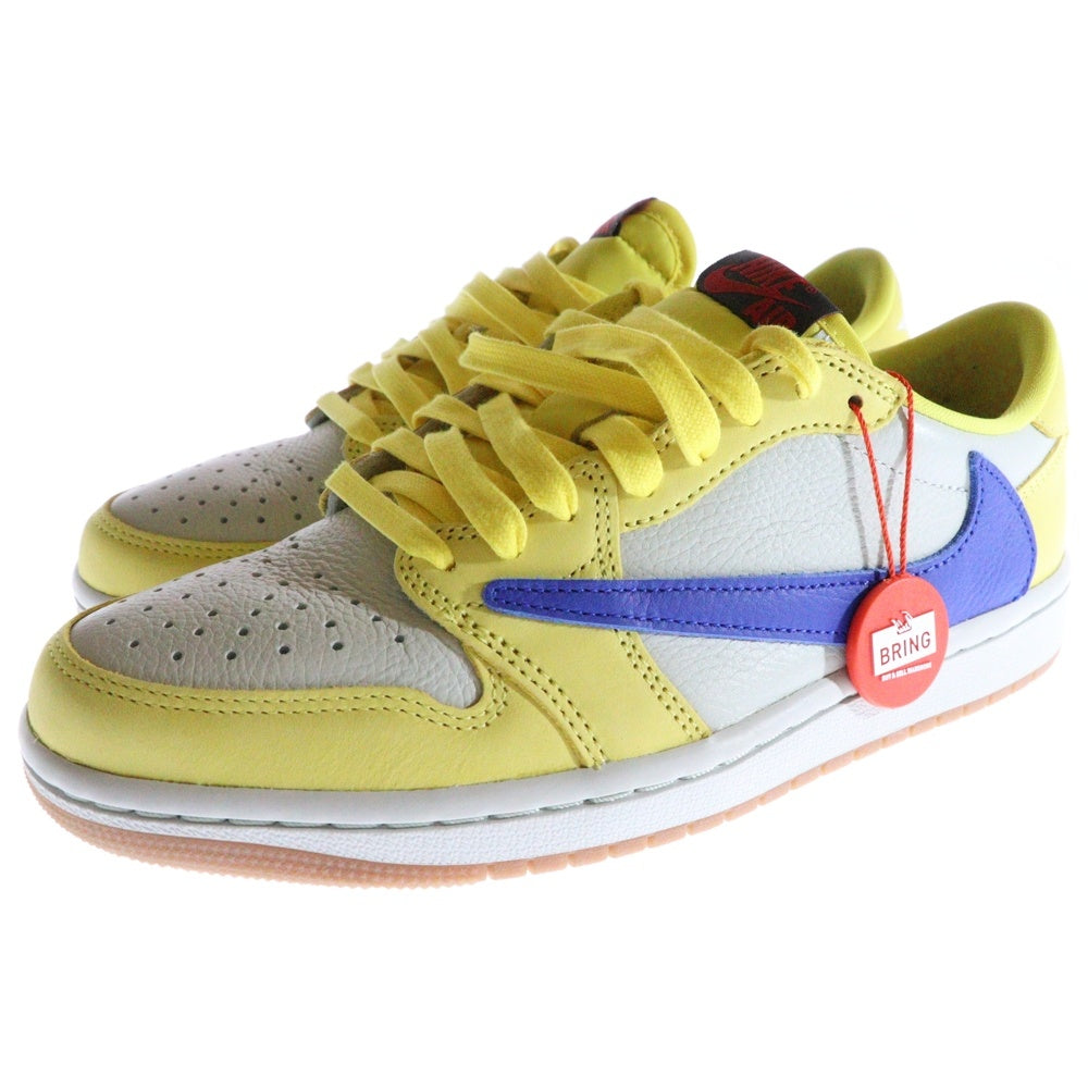 NIKE(ナイキ) ×TRAVIS SCOTT WMNS AIR JORDAN 1 RETRO LOW OG Canary トラヴィス スコット ウィメンズ エアジョーダン1 カナリー ローカットスニーカー US7.5/24.5cm DZ4137-700