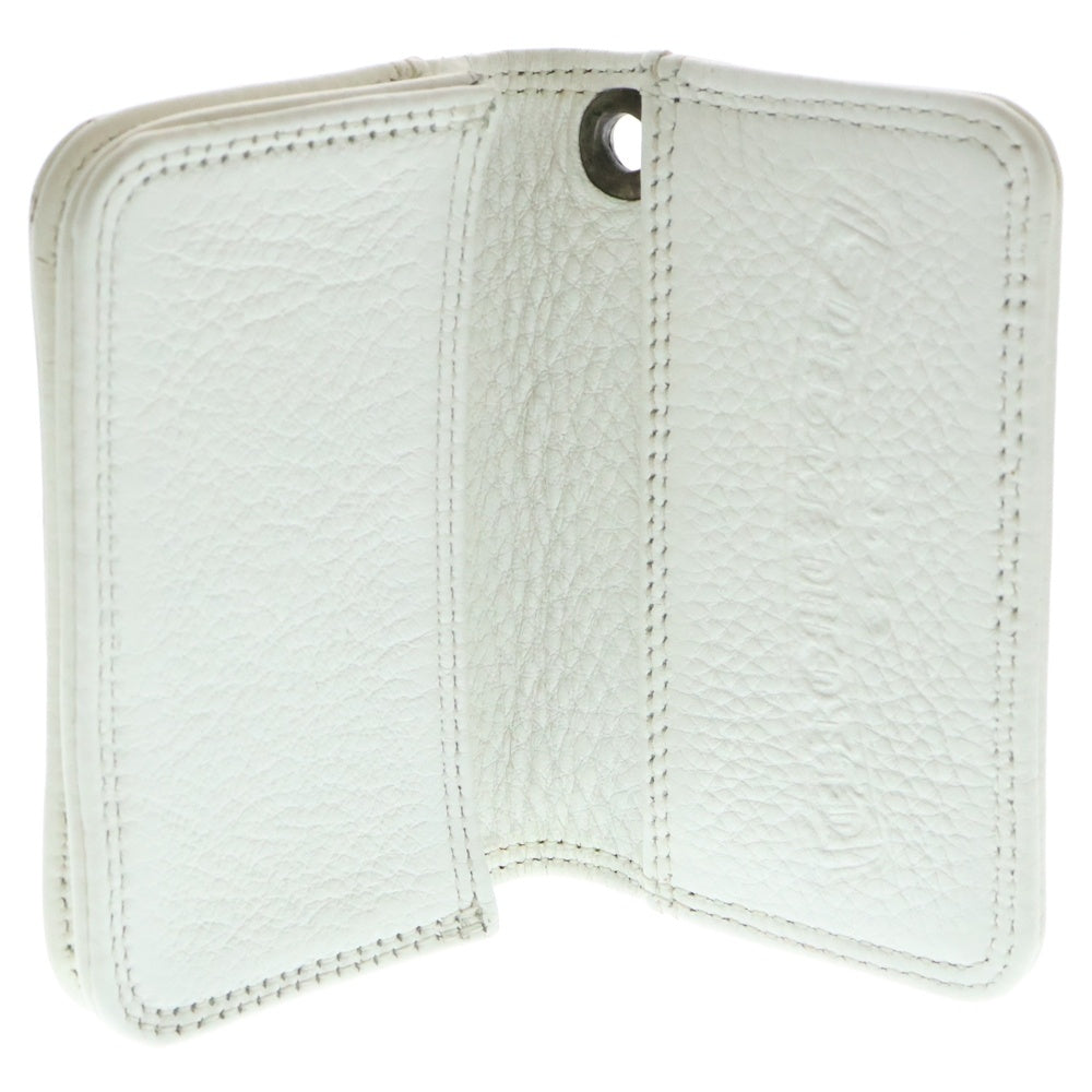 CHROME HEARTS(クロムハーツ) CARD CASE スクロールラベル レザーカードケース ホワイト/シルバー