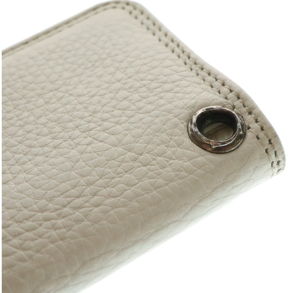 CHROME HEARTS(クロムハーツ) CARD CASE スクロールラベル レザーカードケース ホワイト/シルバー