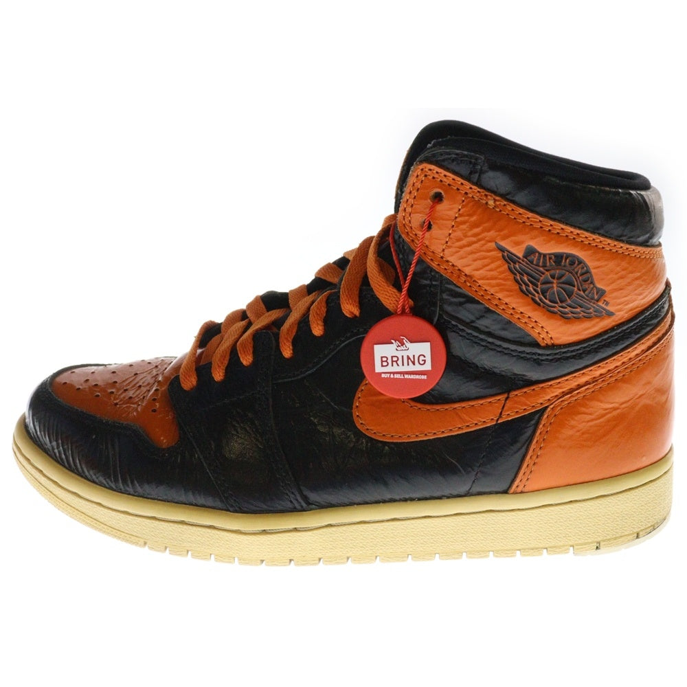 NIKE(ナイキ) AIR JORDAN 1 RETRO HIGH OG SHATTERED BACKBOARD 3.0 555088-028 エアジョーダン1 レトロ シャッタードバックボード3.0 ハイカットスニーカーUS8.5/26.5cm ブラック/オレンジ