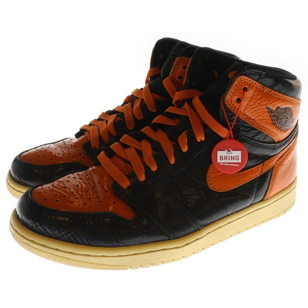 NIKE(ナイキ) AIR JORDAN 1 RETRO HIGH OG SHATTERED BACKBOARD 3.0 555088-028 エアジョーダン1 レトロ シャッタードバックボード3.0 ハイカットスニーカーUS8.5/26.5cm ブラック/オレンジ